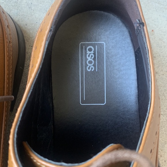 ASOS Men’s Tan Oxford Style Lace Up Wingtip Dress Shoe size 8WF - Picture 2 of 13